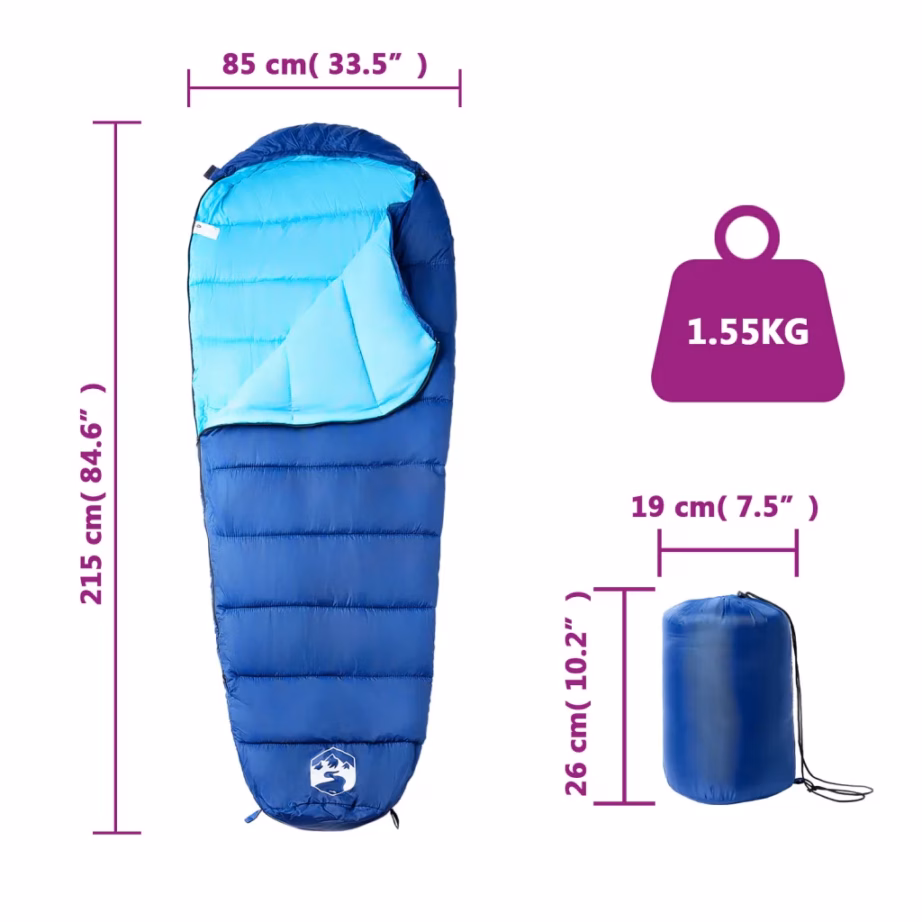 3-hooaja muumiamagamiskott täiskasvanutele, tumesinine/sinine, 215 x 85 cm, 5–15 °C - 5