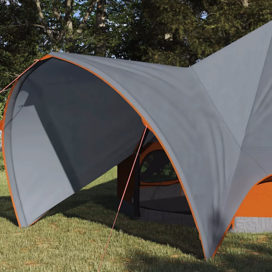 Pere teepee telk varikatusega, 3-kohaline, hall ja oranž, 312 x 312 x 197 cm - 3