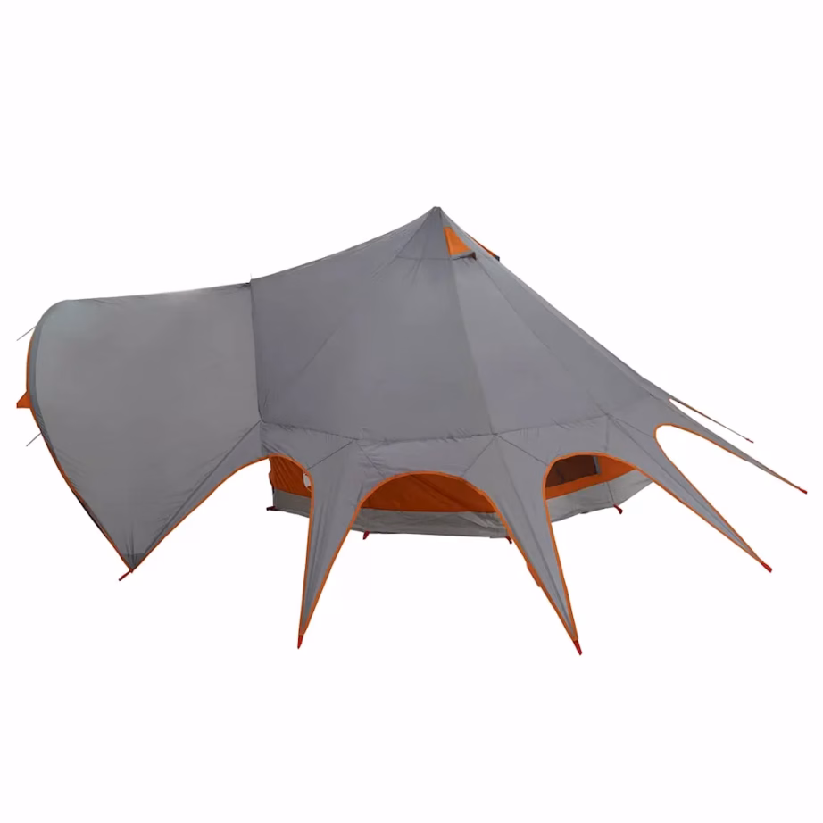 Pere teepee telk varikatusega, 3-kohaline, hall ja oranž, 312 x 312 x 197 cm - 7