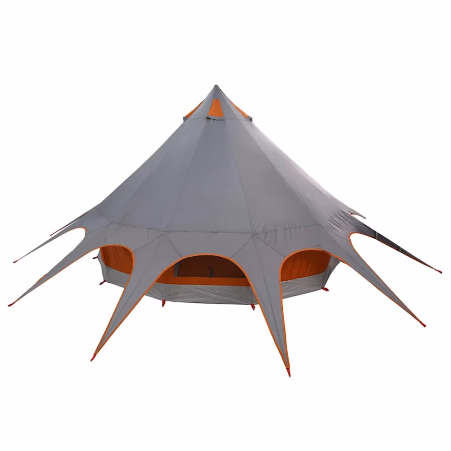Pere teepee telk varikatusega, 3-kohaline, hall ja oranž, 312 x 312 x 197 cm - 8