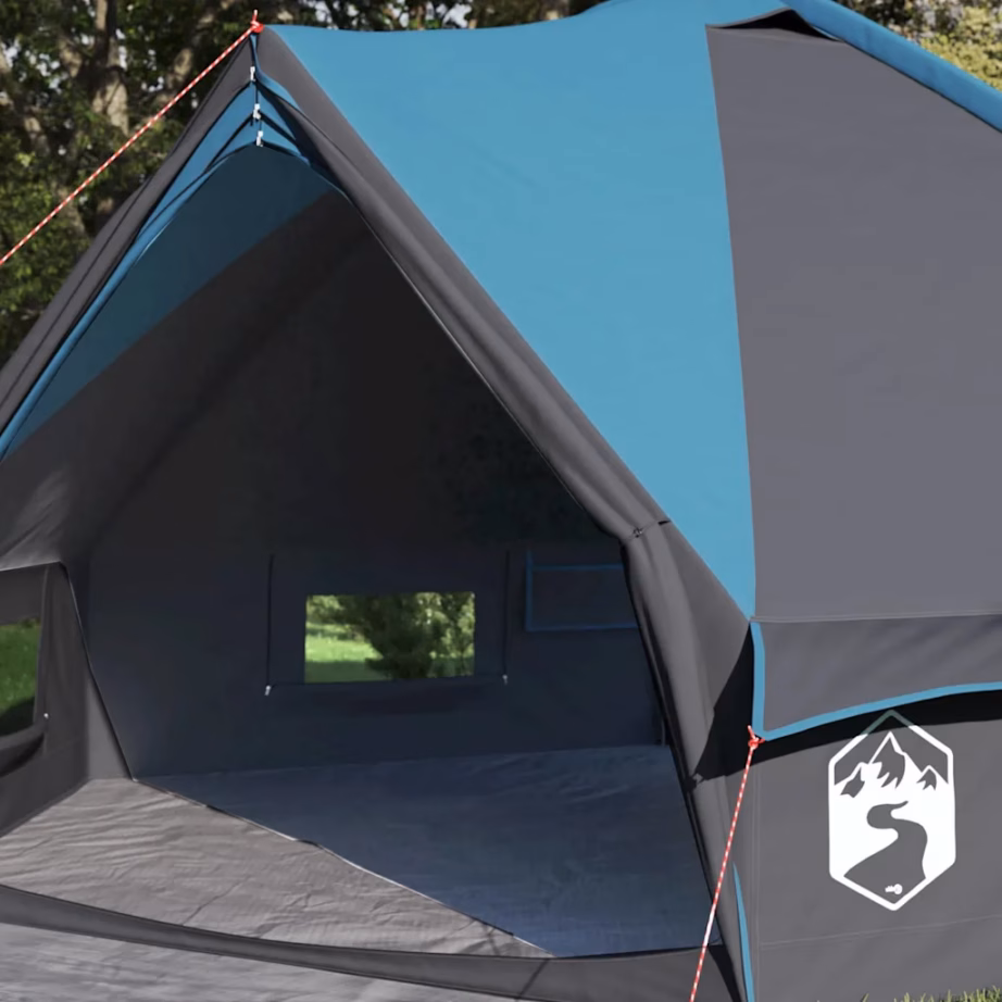 4-kohaline teepee telk, sinine ja hall, vettpidav 185T polüester, 388 x 320 x 169 cm - 3