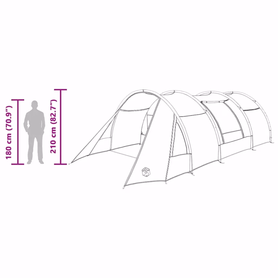 4-kohaline tunnelitelk verandaga, hall ja oranž, 778 x 356 x 210 cm - 13