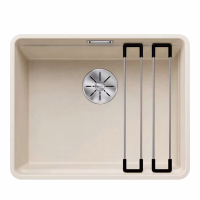 Pealt süvistatud köögivalamu BLANCO ETAGON 500-F SILGRANIT™, 1 kauss, pehme valge, 60 cm aluskapile