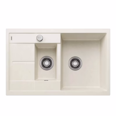 Pealt paigaldatav köögivalamu BLANCO METRA 6 S Compact SILGRANIT™, pehme valge, 1,5 kaussi, 60 cm aluskapile