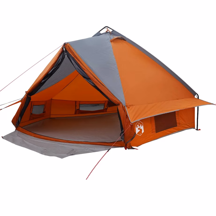 6-kohaline teepee telk, hall ja oranž, 431 x 366 x 185 cm, veekindel polüester - 2