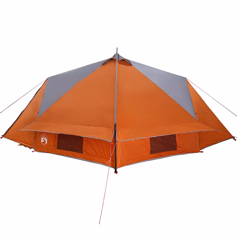 6-kohaline teepee telk, hall ja oranž, 431 x 366 x 185 cm, veekindel polüester - 6