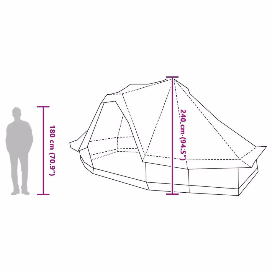 6-kohaline tipi telk E-portiga, hall ja oranž, taft, 466 x 310 x 240 cm - 13