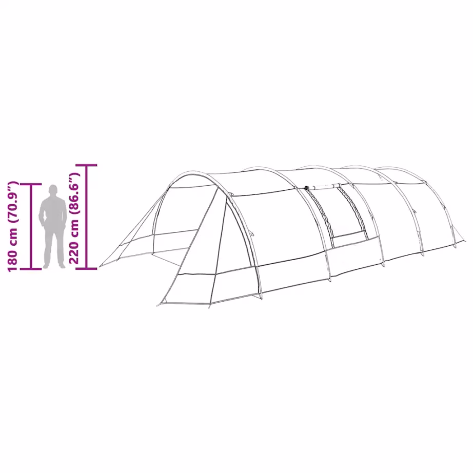 6-kohaline tunnelitelk verandaga, roheline/valge, 890 x 470 x 220 cm - 13