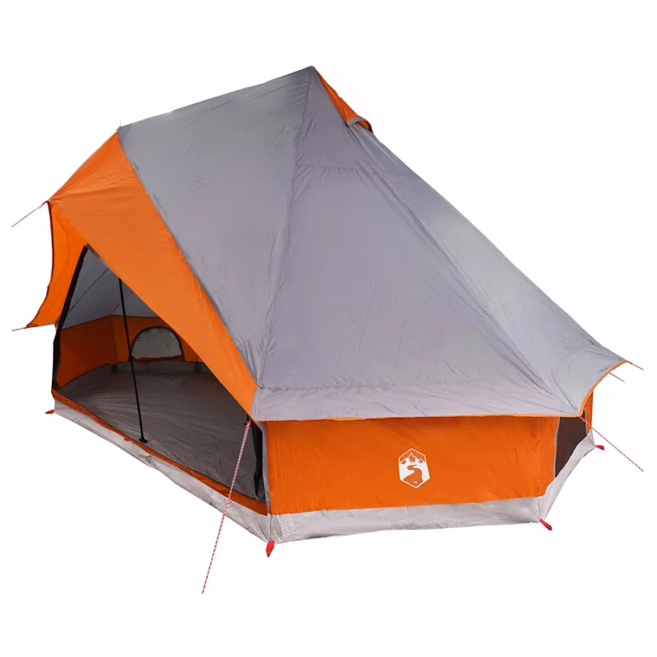 8-kohaline tipi pere telk varikatusega, hall ja oranž, taft, 400 x 346 x 250 cm - 2