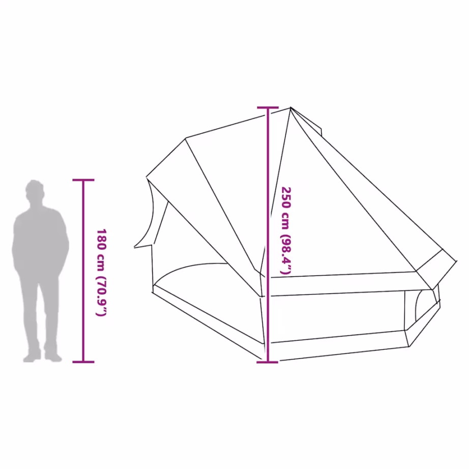 8-kohaline tipi pere telk varikatusega, hall ja oranž, taft, 400 x 346 x 250 cm - 13