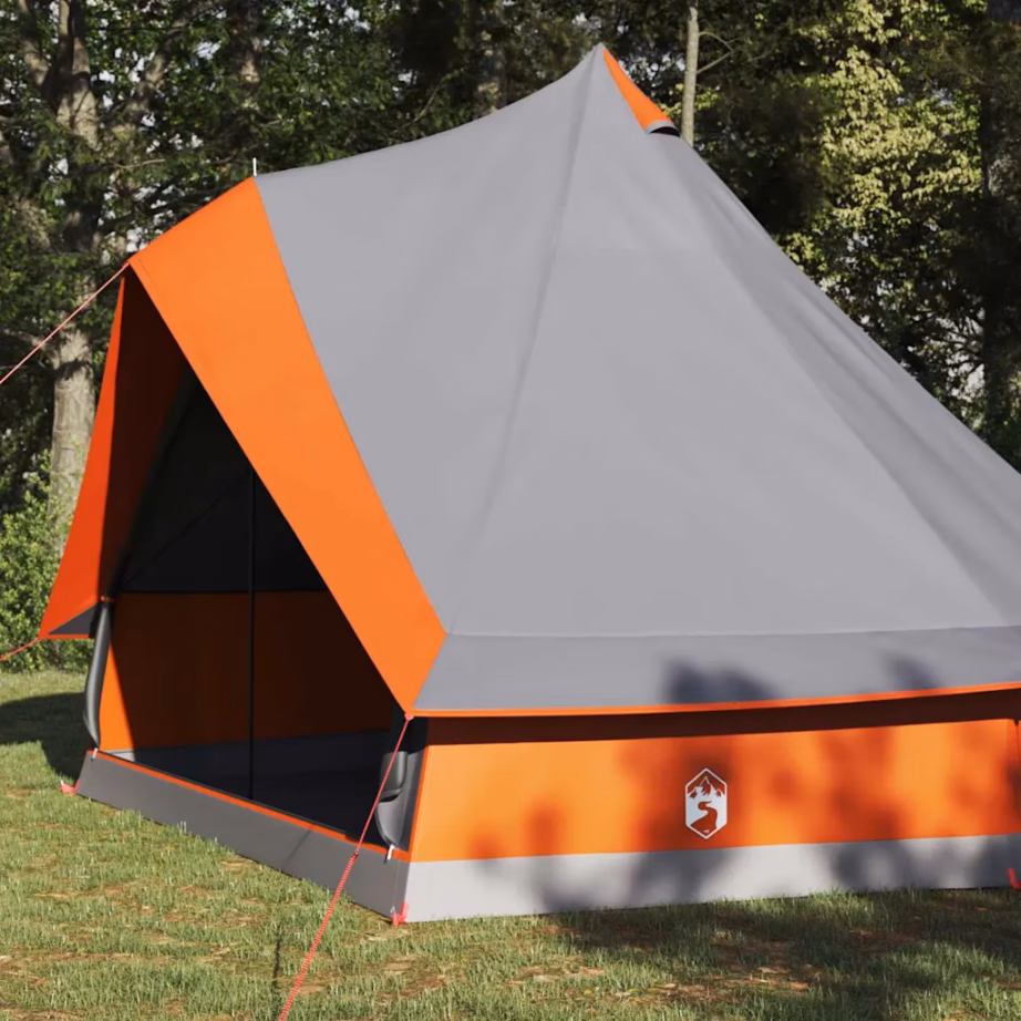 8-kohaline tipi pere telk varikatusega, hall ja oranž, taft, 400 x 346 x 250 cm - 3
