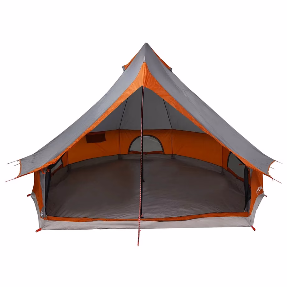 8-kohaline tipi pere telk varikatusega, hall ja oranž, taft, 400 x 346 x 250 cm - 4