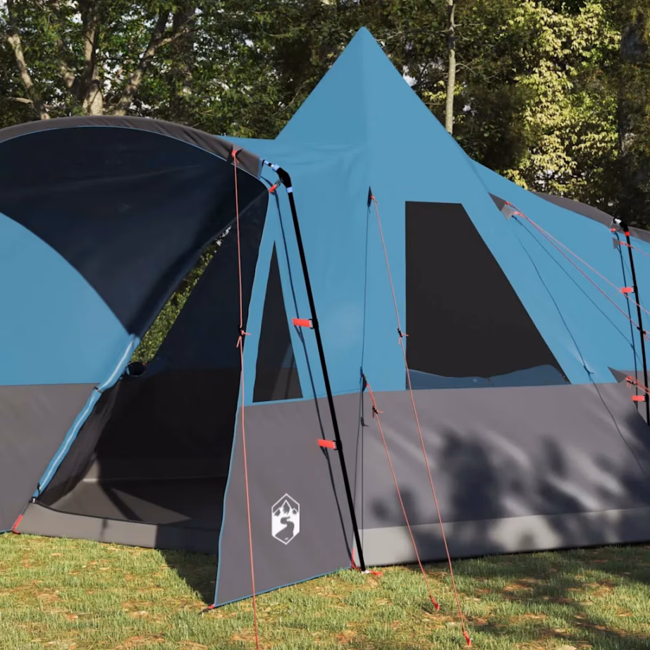 8-kohaline teepee telk katusega, sinine 185T polüester, 720 x 465 x 295 cm - 3