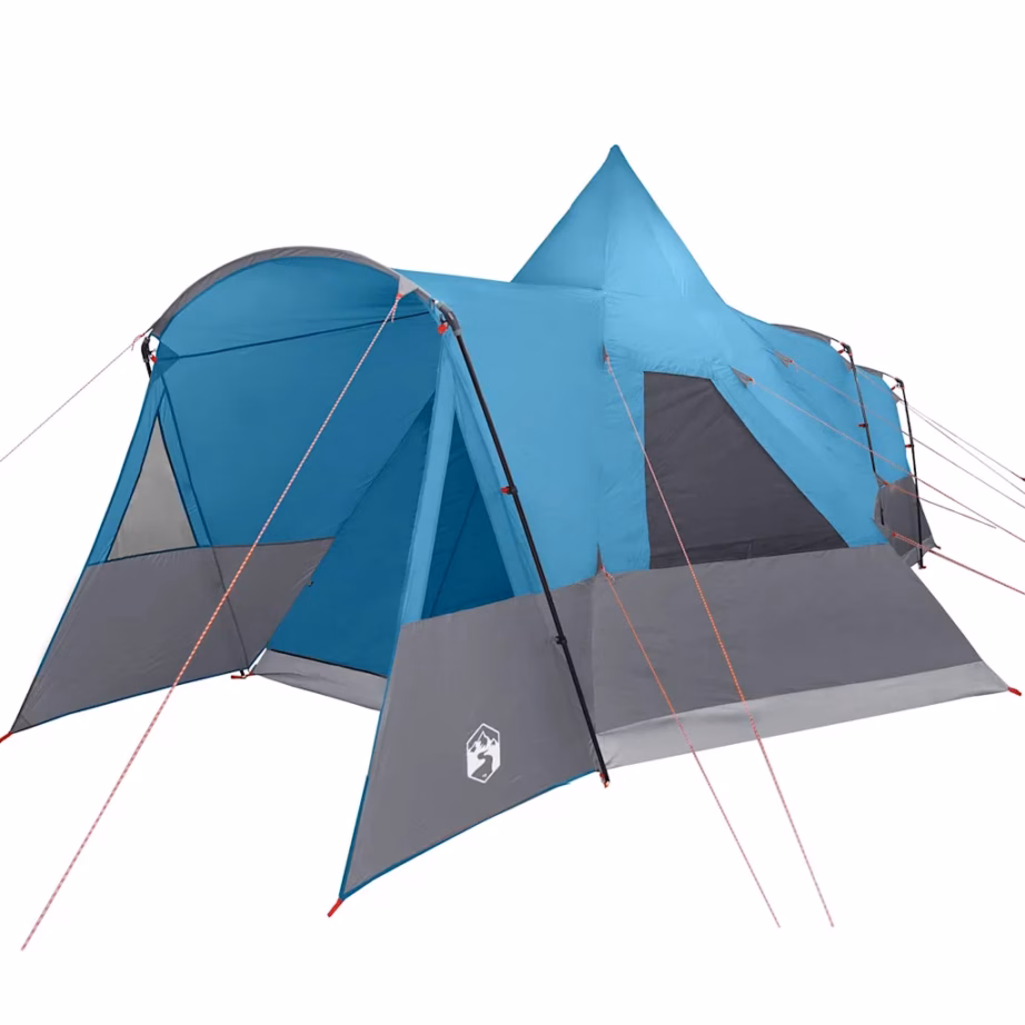 8-kohaline teepee telk katusega, sinine 185T polüester, 720 x 465 x 295 cm - 4