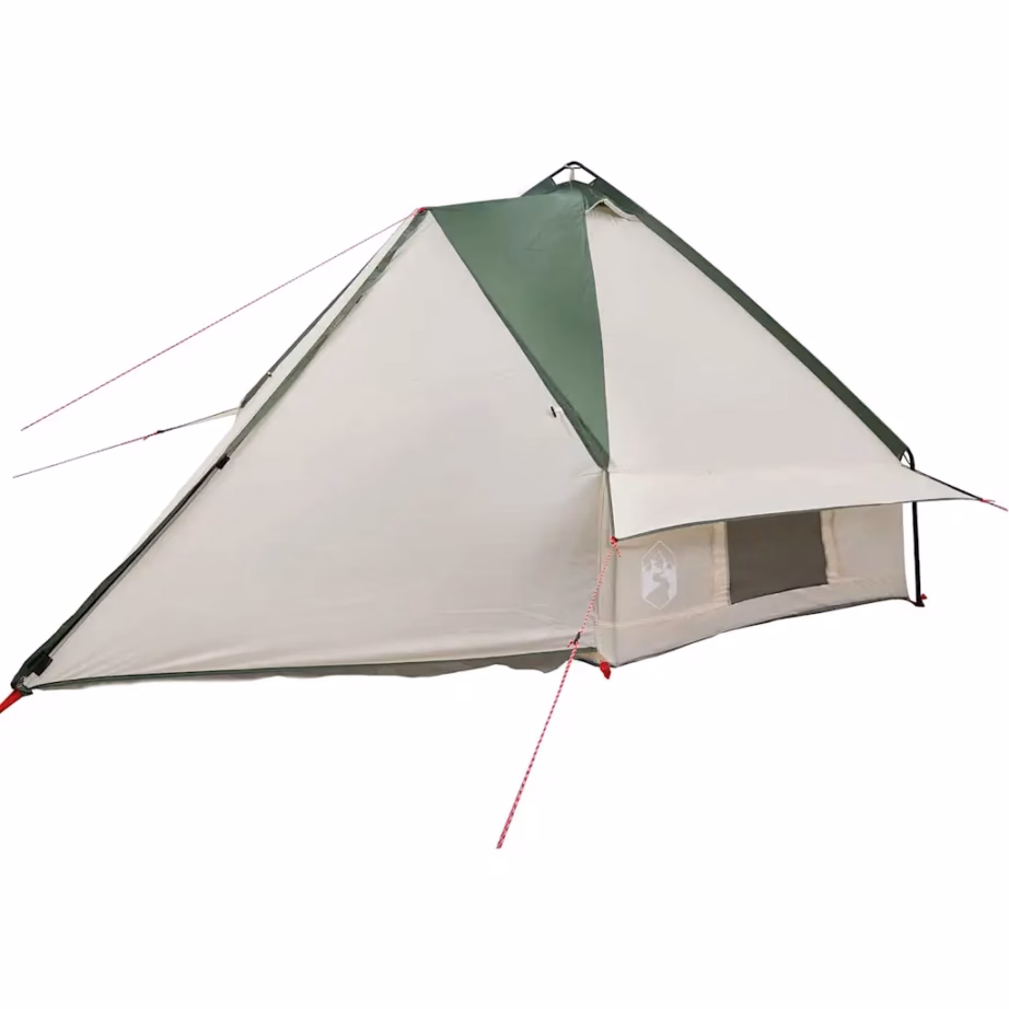 8-kohaline teepee telk, roheline ja valge, 490 x 410 x 210 cm, 185T polüester - 4