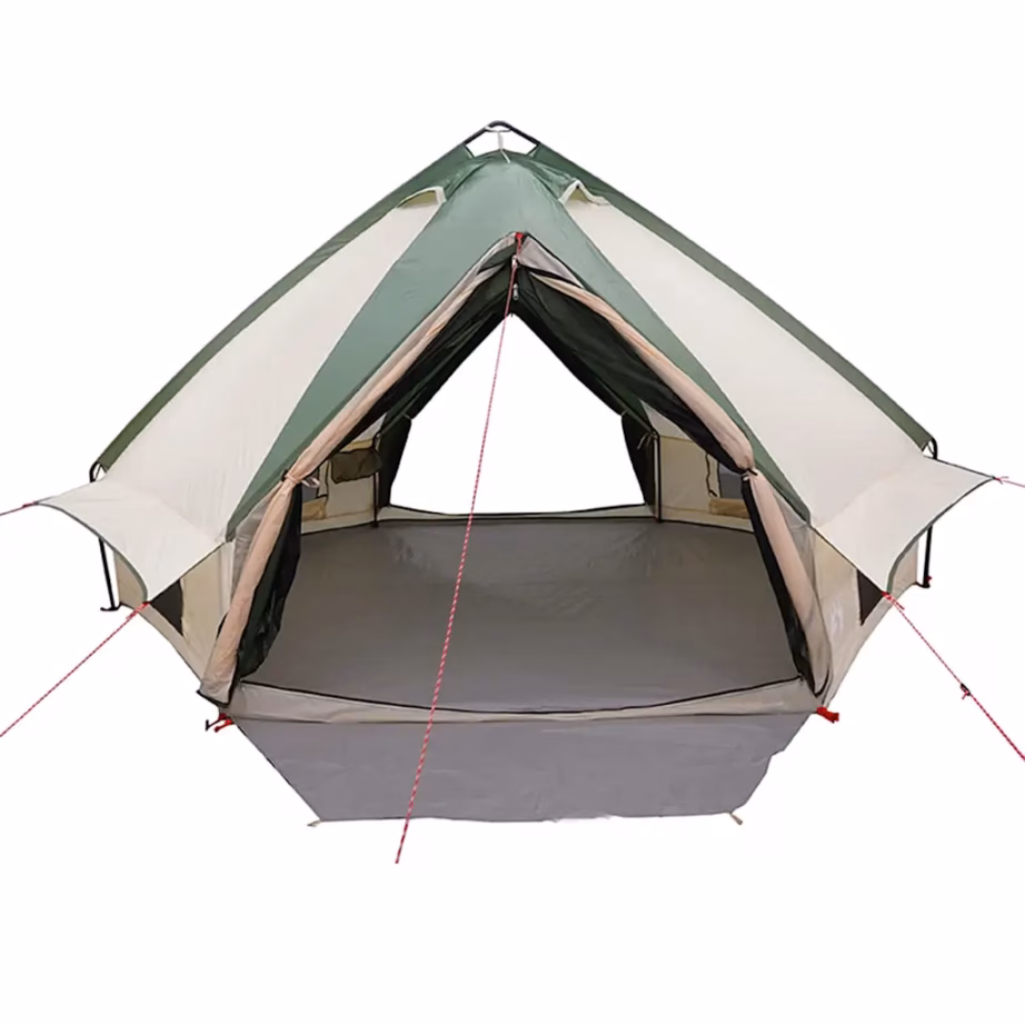 8-kohaline teepee telk, roheline ja valge, 490 x 410 x 210 cm, 185T polüester - 5