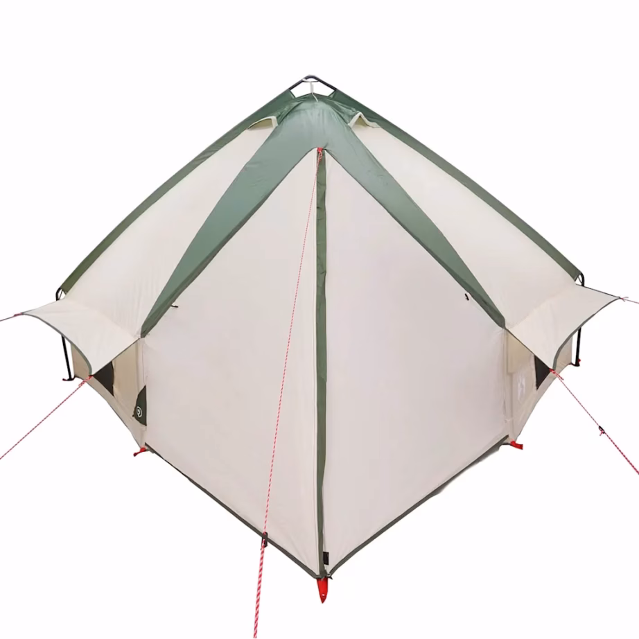 8-kohaline teepee telk, roheline ja valge, 490 x 410 x 210 cm, 185T polüester - 7