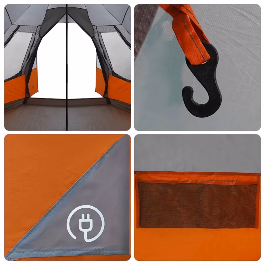 8-kohaline teepee-telk, hall ja oranž, 720 x 465 x 295 cm - 12