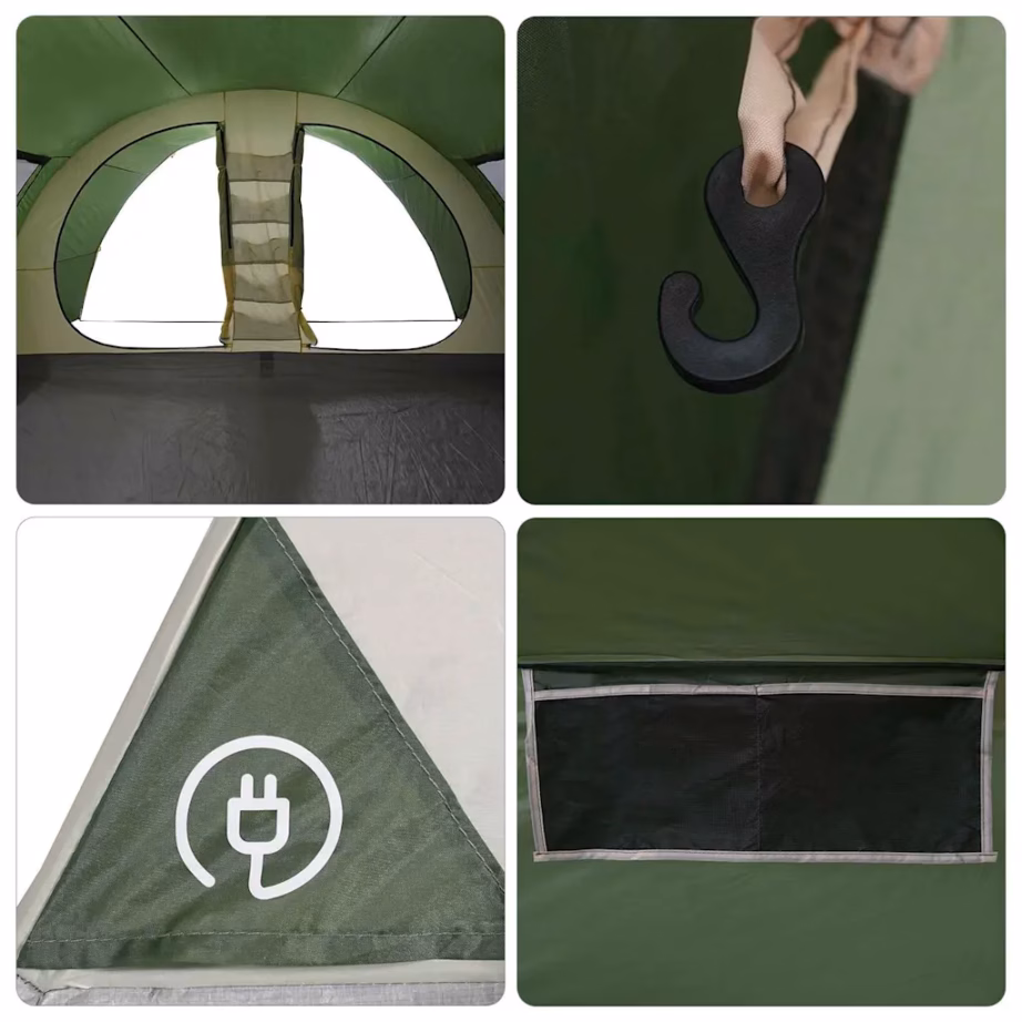 8-kohaline tunnel-telk eeskojaga, roheline, 710 x 460 x 245 cm - 12