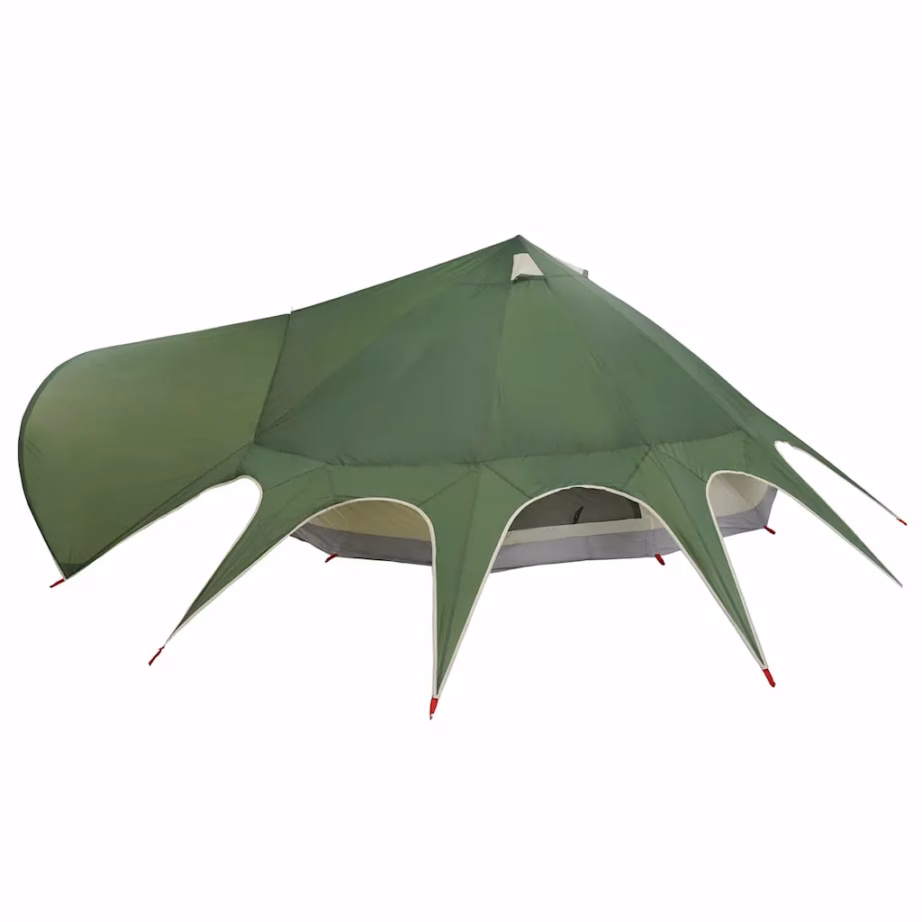 9-kohaline teepee telk, roheline-hall, veekindel polüester, 502 x 502 x 297 cm - 7