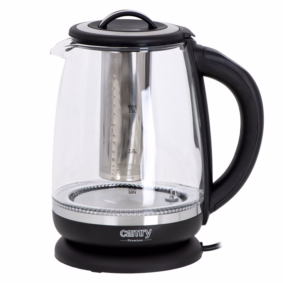 Veekeetja Adler Camry CR 1290, 2 l, 2200 W, klaaskorpus, reguleeritav temperatuur - 5