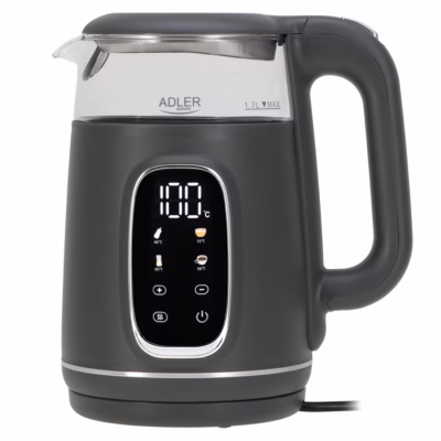 Veekeetja Adler AD 1305, 1,7 l, 40–100 °C, puutetundlik juhtimine, hall/hõbedane