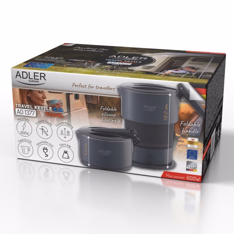 Kokkupandav veekeetja Adler AD 1377g, silikoonkorpus, 0,6 l, 600 W, hall - 8