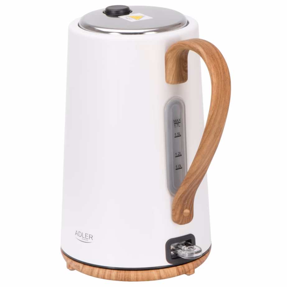 Veekeetja Adler AD 1352, 1,7 l, 1850–2200 W, valge puidutooniga - 3