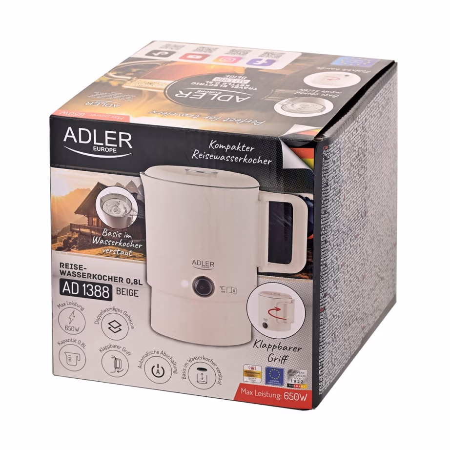 Reisiveekeetja Adler AD 1388b, 0,8 l, 650 W, beež - 13