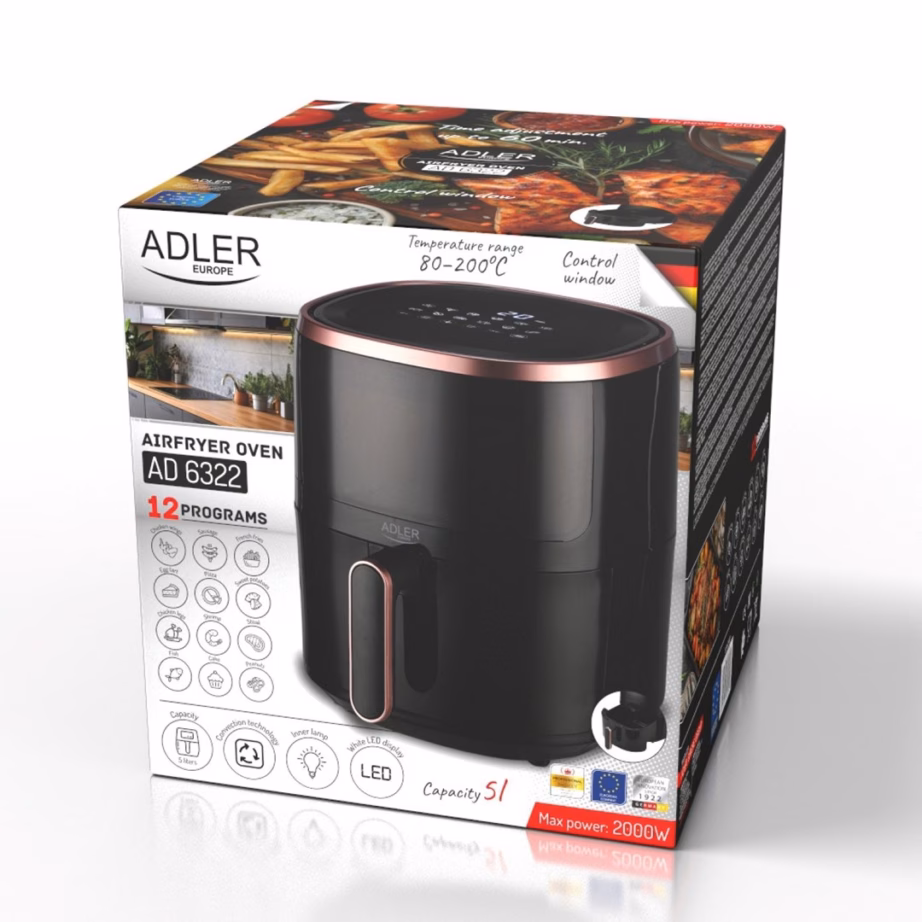 Kuumaõhufritüür Adler AD 6322, 5 l, 2000 W, puutejuhtimine ja LED-ekraan - 14