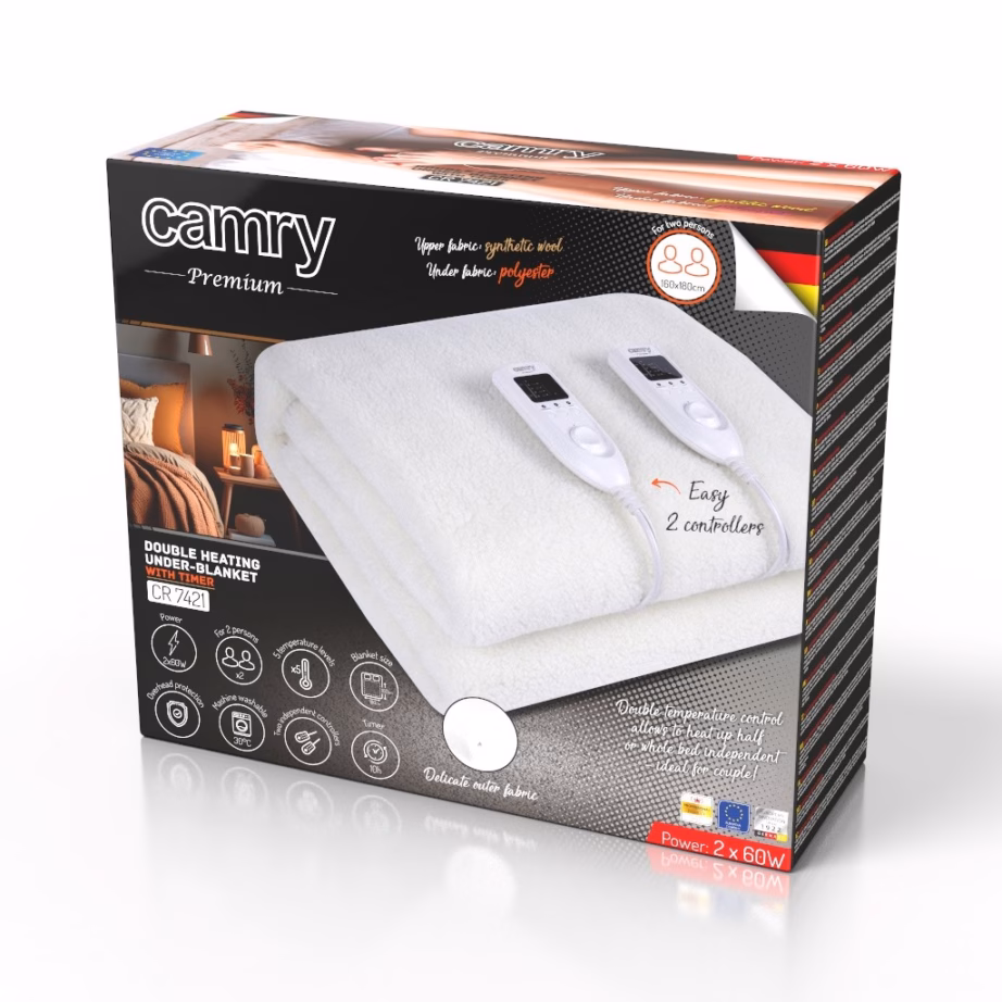 Elektritekk Adler Camry CR 7421, 180 × 160 cm, 2 × 60 W, 8 kuumusastet - 5