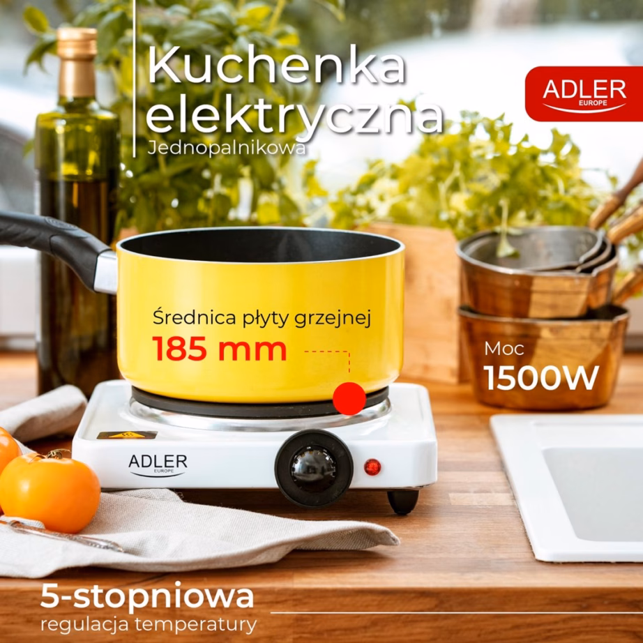 Lauapliit Adler AD 6503, 1 keeduala, 1500 W, valge - 7