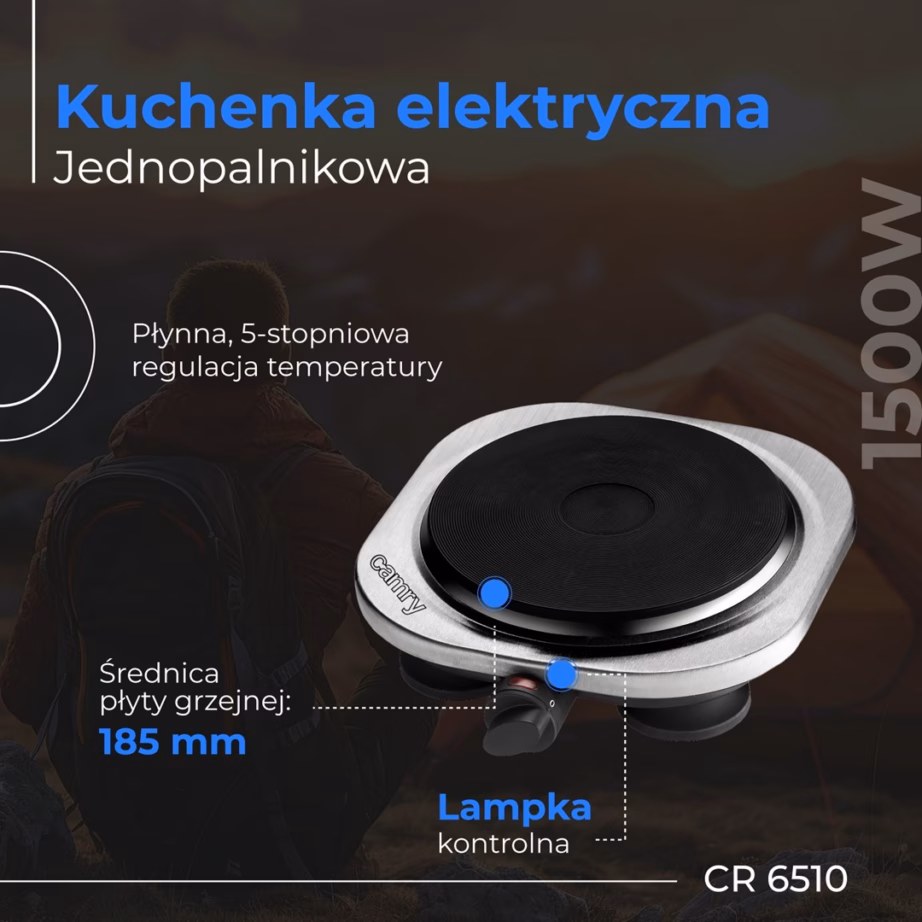 Eraldiseisev elektripliit Adler CAMRY CR 6510, 1 keedutsoon, 1500 W - 11