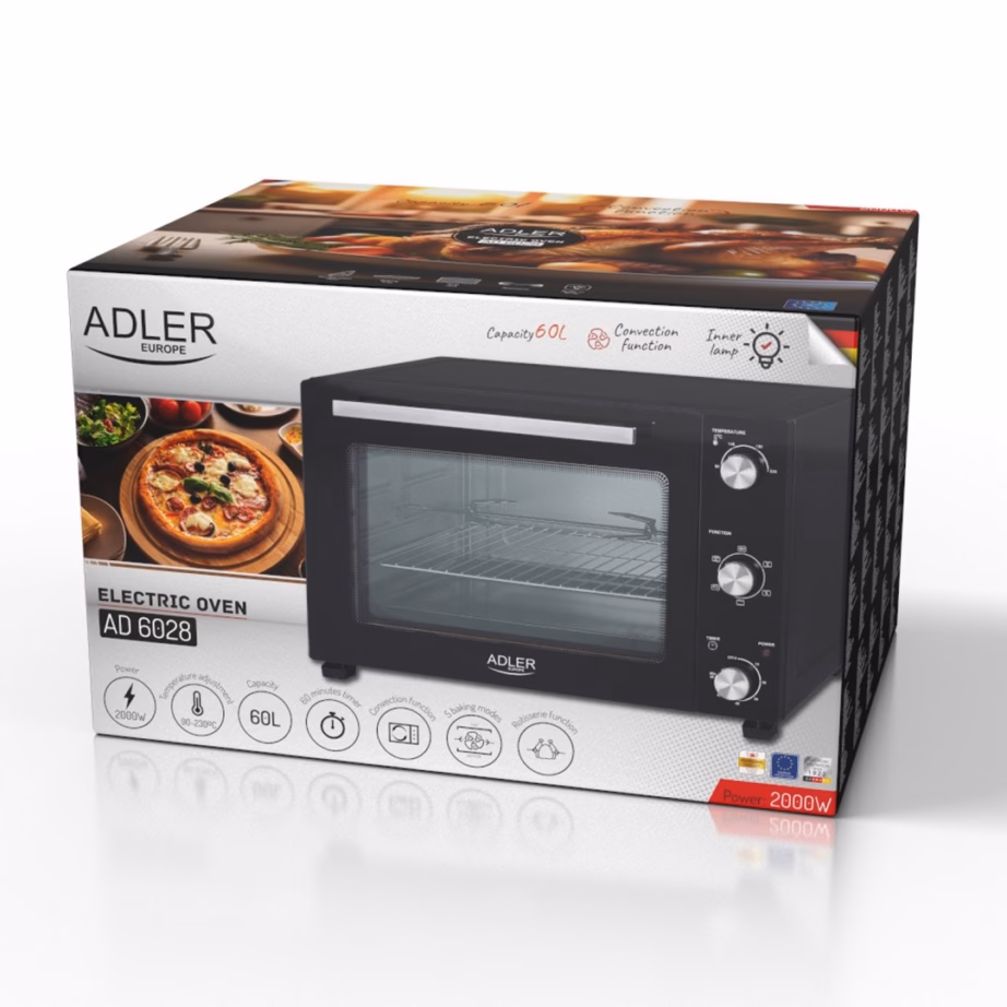 Miniahi Adler AD 6028, 60 l, 2000 W, pöördvardaga, must - 15