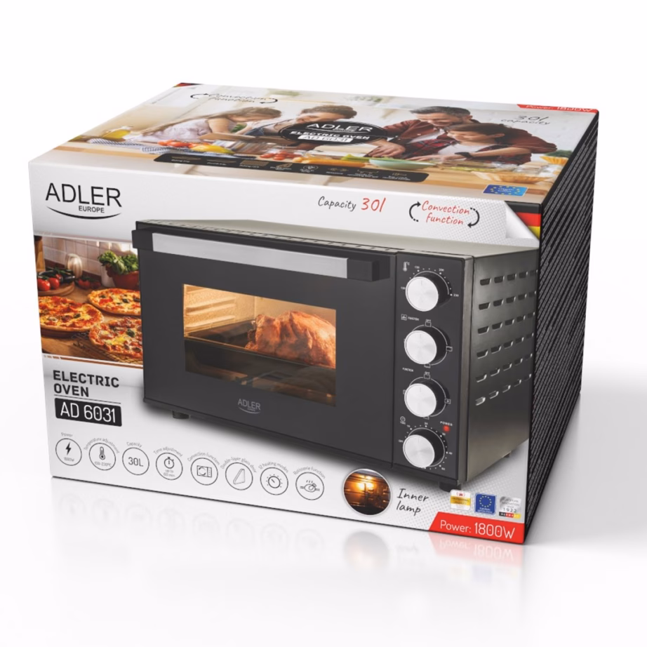 Miniahi Adler AD 6031, 30 l, 1800 W, kuni 230°C, eraldiseisev, must - 13