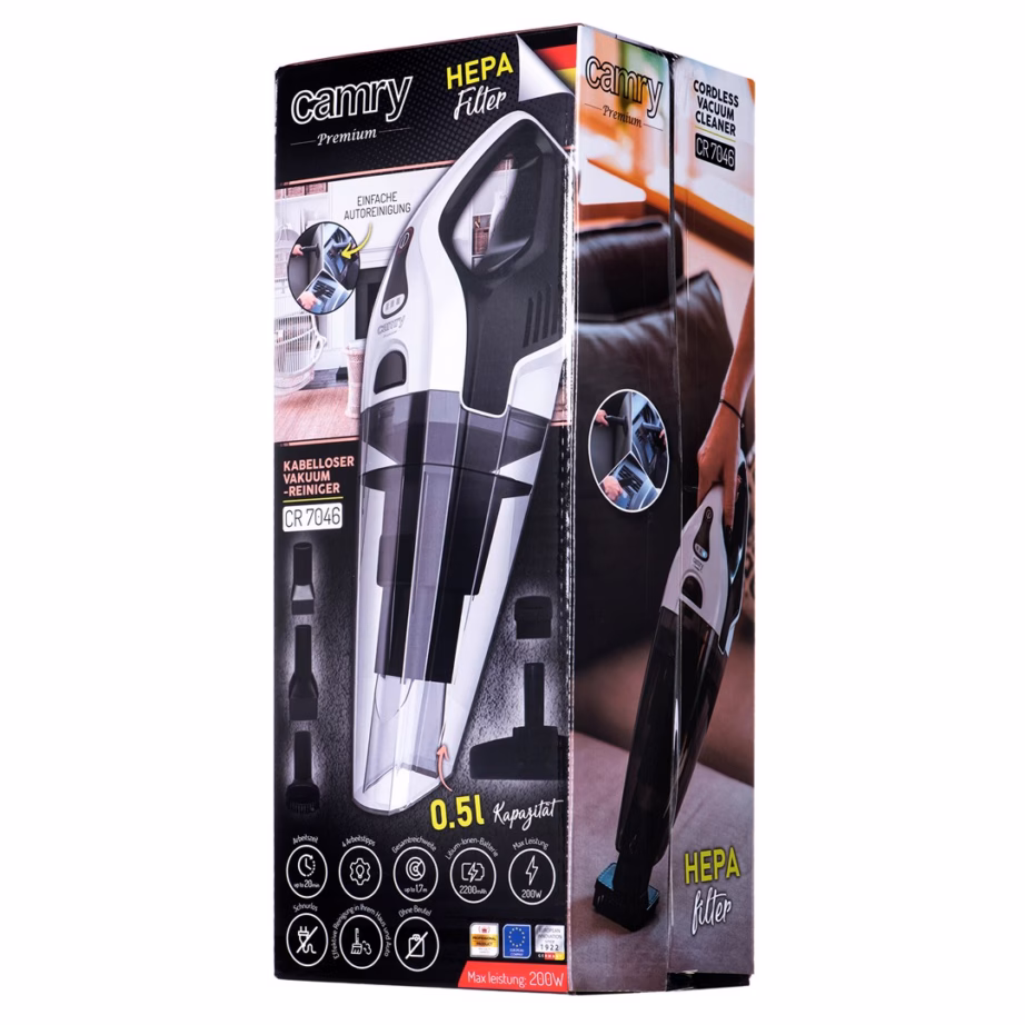 Akutolmuimeja Adler Camry CR 7046, kotita, HEPA-filter, 0,5 l, 20 min - 9