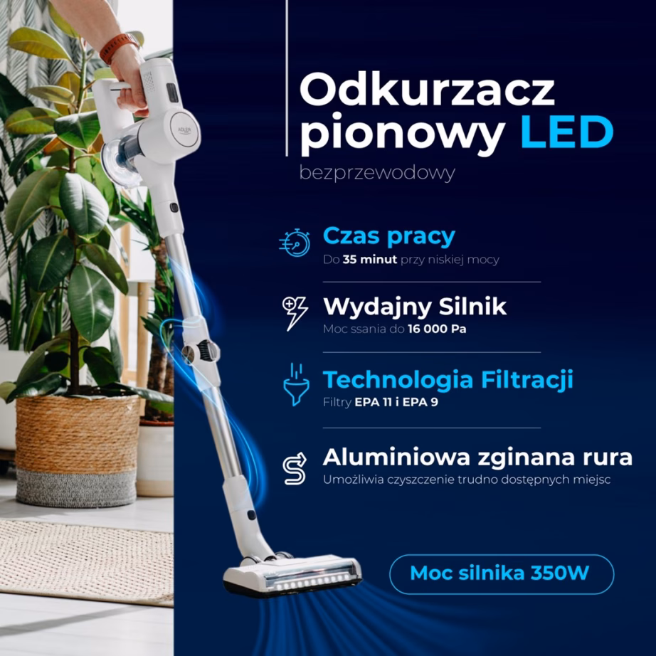 Juhtmeta tolmuimeja Adler AD 7060, 350 W, 16 000 Pa, kotita, LED-ekraan - 13
