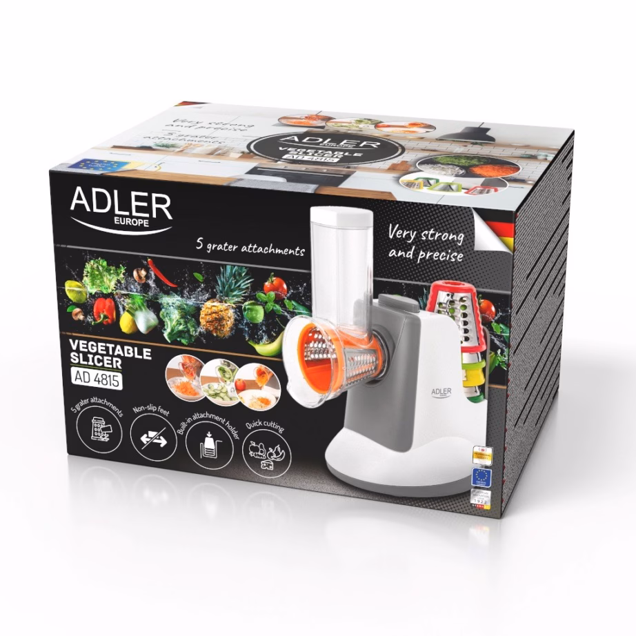 Köögiviljalõikur Adler AD 4815, 150 W, 5 otsikut, valge/hall - 10