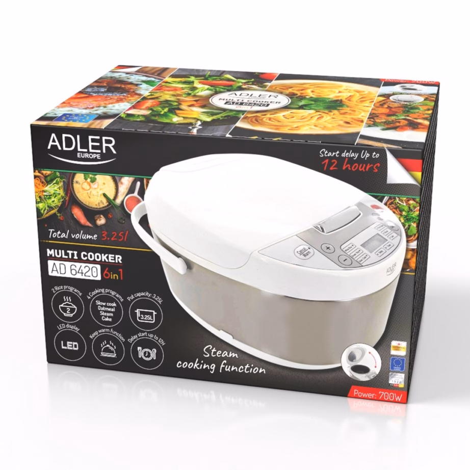 Multikeetja Adler AD 6420, 6 automaatprogrammi, 3,25 L, 700 W, valge/hõbedane - 11