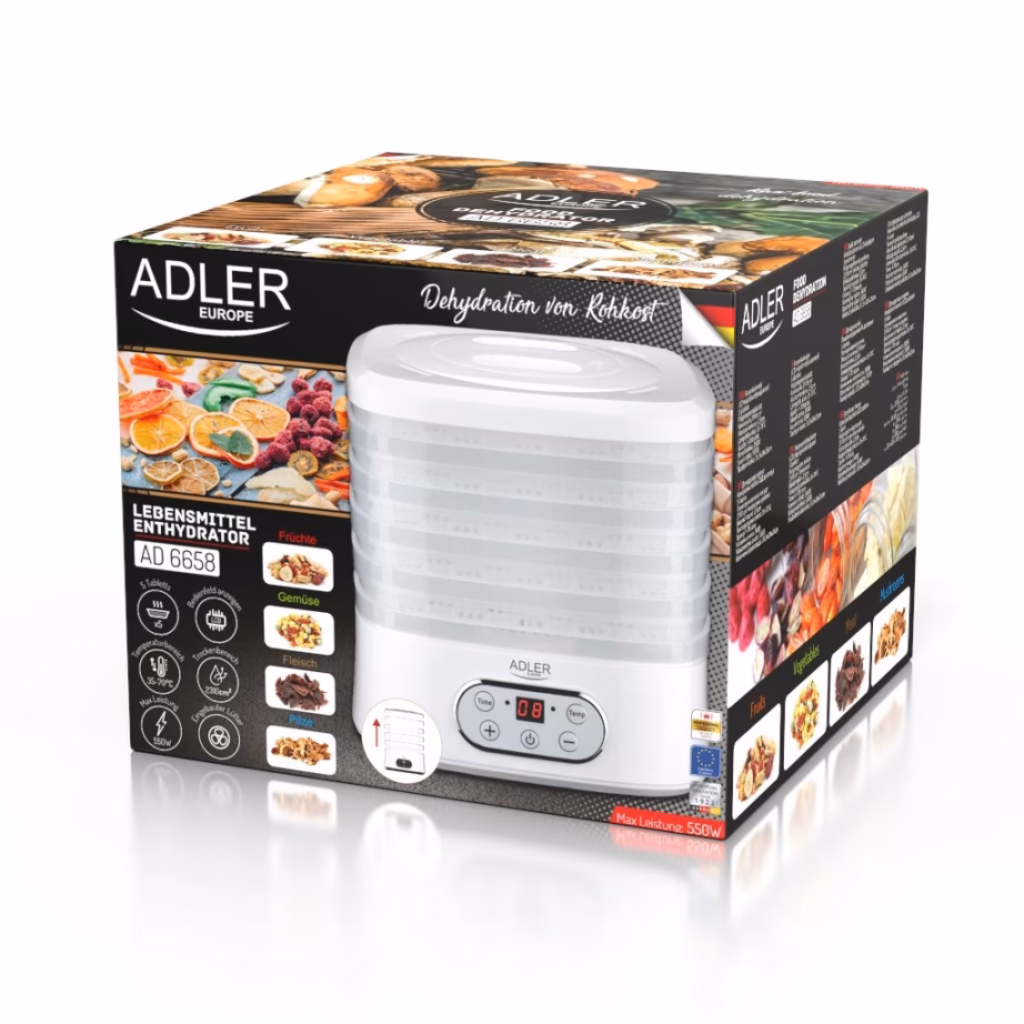 Toidukuivati Adler AD 6658, 5 resti, LCD-ekraan, 35–70 °C, 230 W - 6