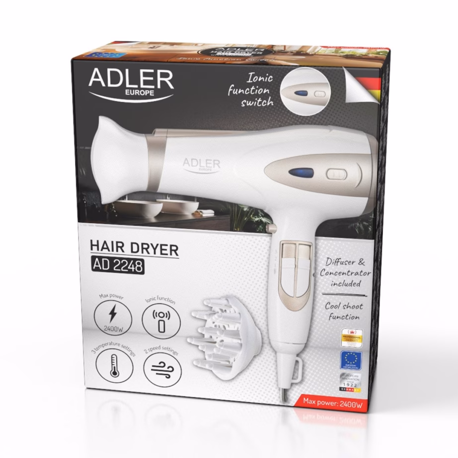 Föön Adler AD 2248WC, 2400 W, ioonfunktsioon, difuuser ja suunamisotsik - 8