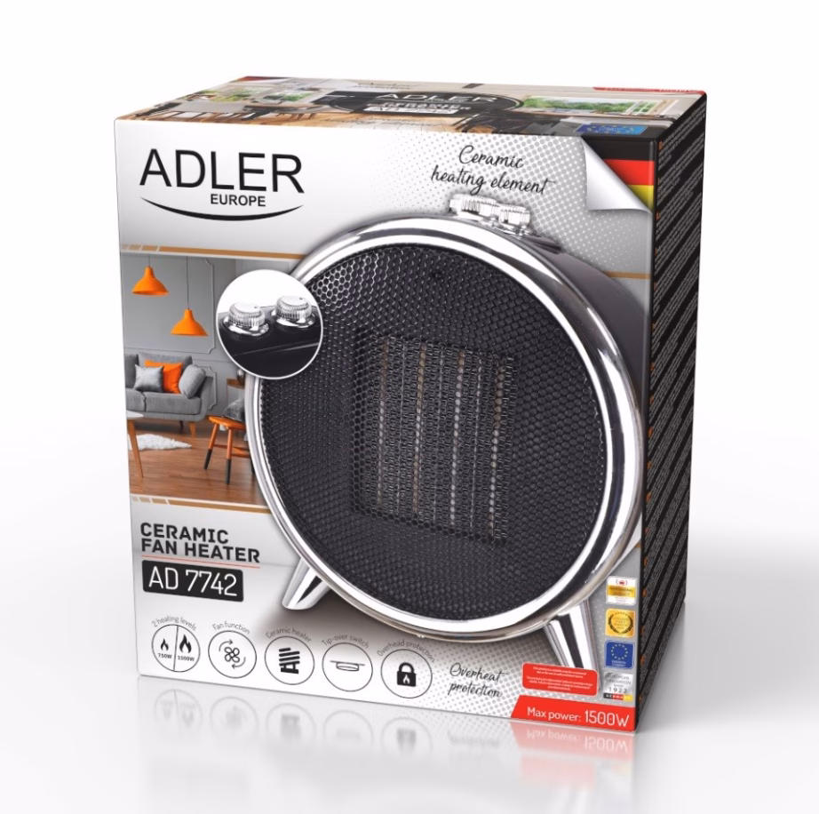 Keraamiline soojapuhur Adler AD 7742, 1500 W, 2 võimsusastet, termostaat - 8