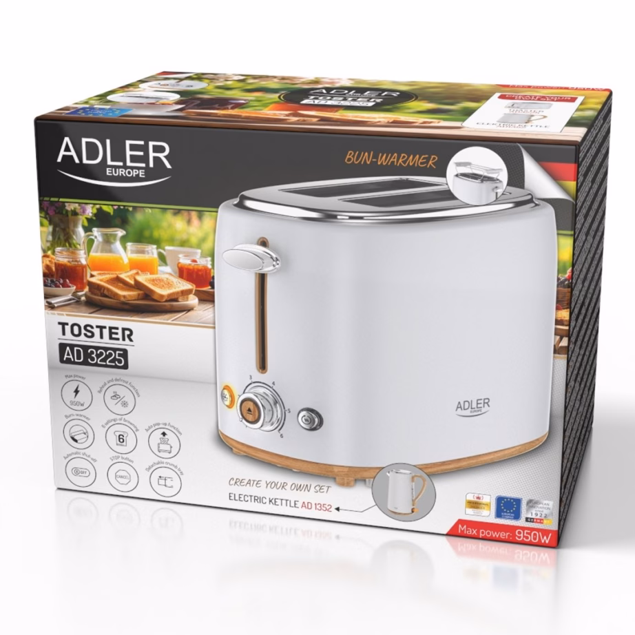 Grillfunktsiooniga röster Adler AD 3225, 2 viilu, 950 W, 6 pruunistusastet - 9