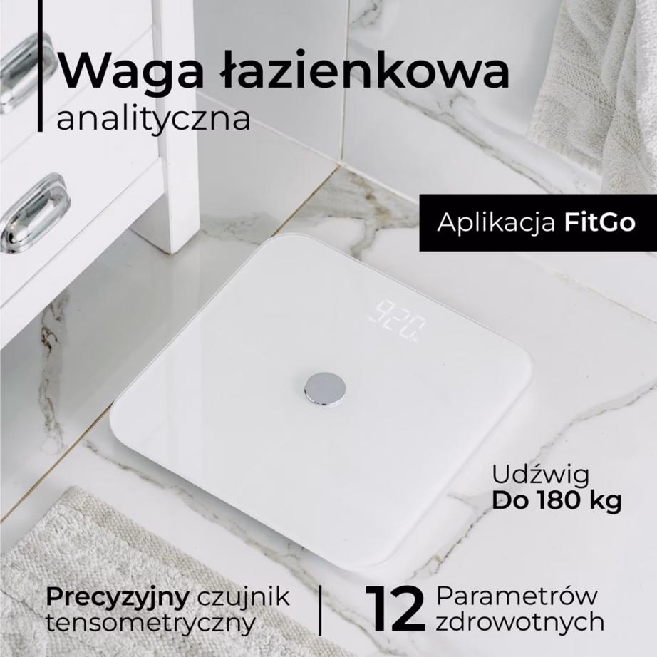 Vannitoakaal Adler AD 8187, 180 kg, LED-ekraan, karastatud klaas, valge - 8