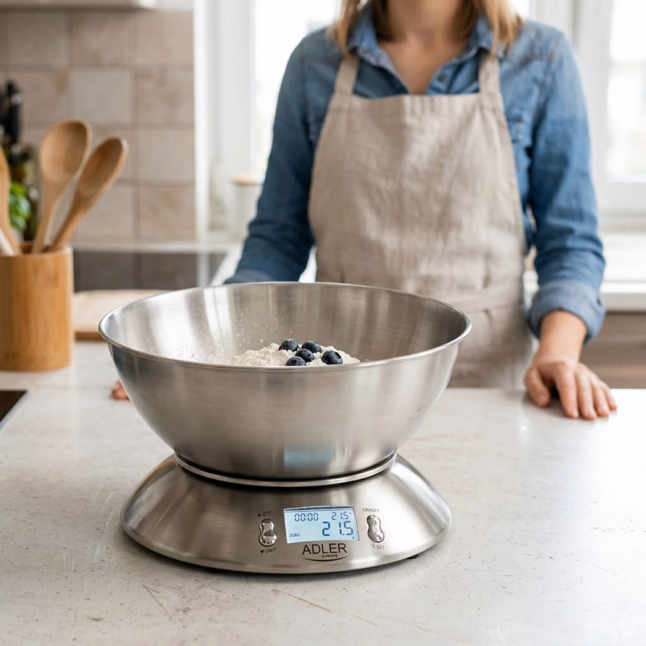 Elektrooniline köögikaal Adler AD 3134, roostevaba teras, 5 kg, 1 g, kausiga - 5
