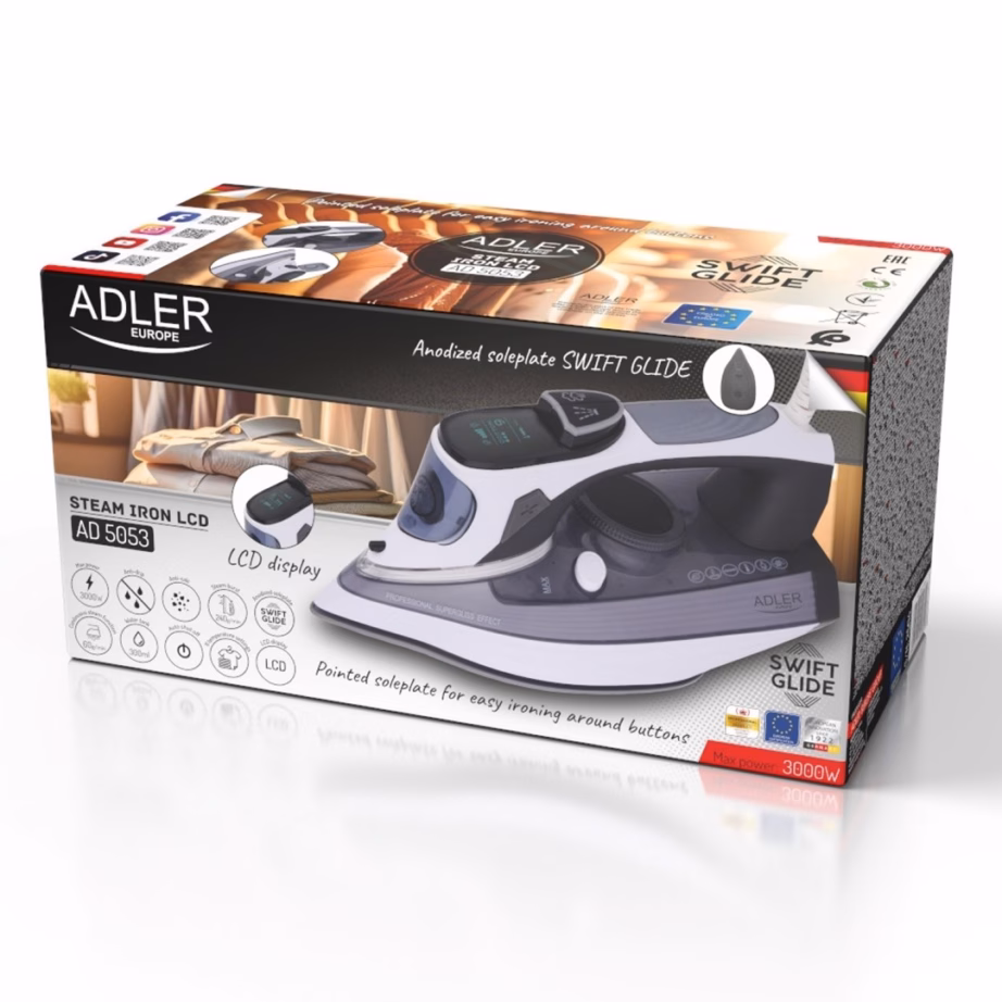 Aurutriikraud Adler AD 5053, 3000 W, 0,3 l veepaak, LCD-ekraan, aurulöök 240 g/min - 23