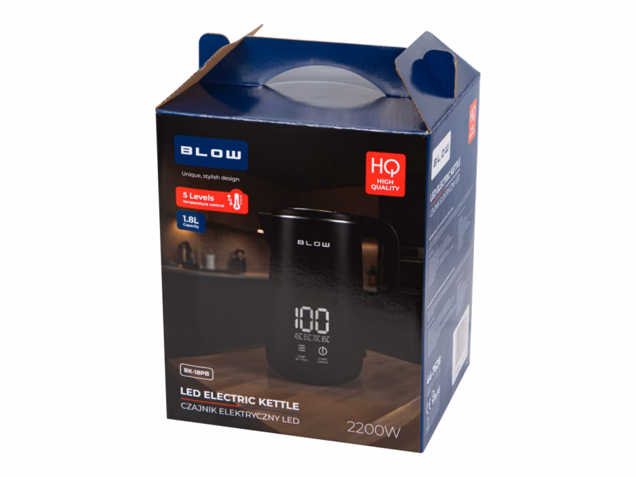 Veekeetja BLOW BK-18PB, 1,8 l, 2200 W, puutetundlik juhtimine ja temperatuuri reguleerimine - 3