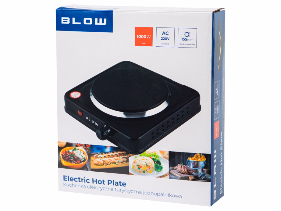 Ühe keedualaga elektriline lauapliit BLOW, 1000 W, 155 mm kütteplaat, must - 6