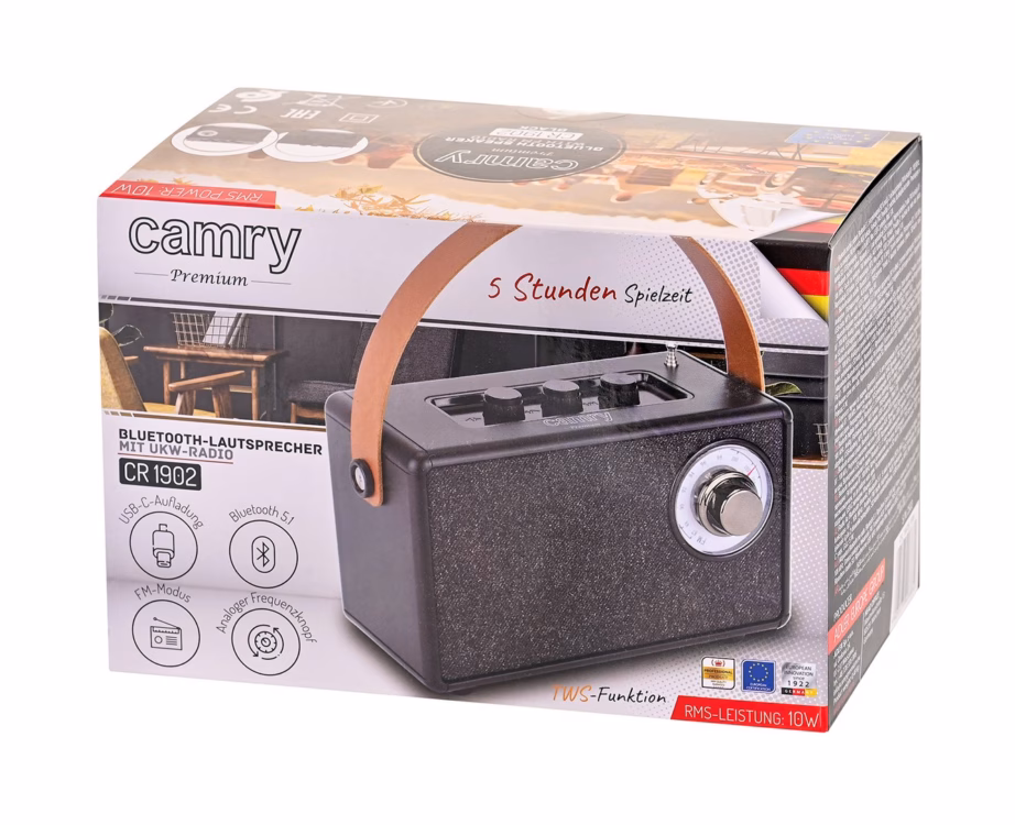 Bluetooth-kõlar Camry CR 1902B (Adler), 5 W, FM-raadio, microSD, LED-valgustus - 3