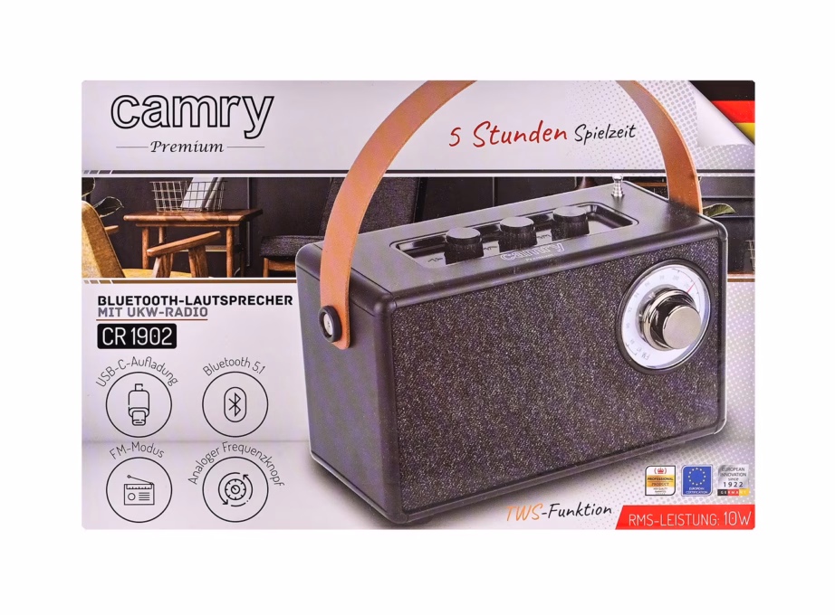 Bluetooth-kõlar Camry CR 1902B (Adler), 5 W, FM-raadio, microSD, LED-valgustus - 4